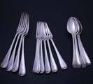 A matched part service of antique Old English bead edge pattern sterling silver flatware