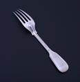 A Victorian sterling silver fiddle and thread pattern dessert fork