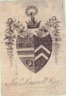 An 18th century armorial bookplate for Lawrell