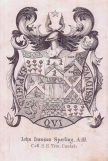 A framed 19th century armorial bookplate for Sperling