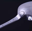 PROVINCIAL: A George II fancy-back sterling silver spoon