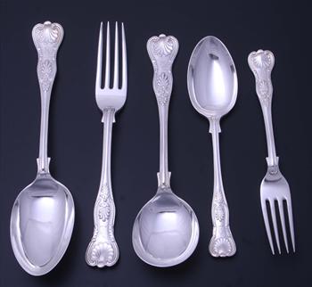 A good Victorian sterling silver King's pattern table service of flatware for 12 people