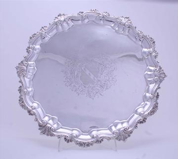A George II sterling silver armorial salver