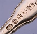 Fine George III/William IV silver gilt fiddle and thread pattern matched dessert service for 15 people
