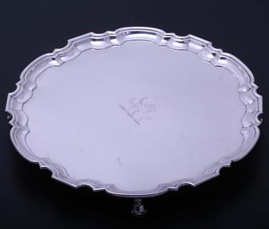 A Fine George II sterling silver salver