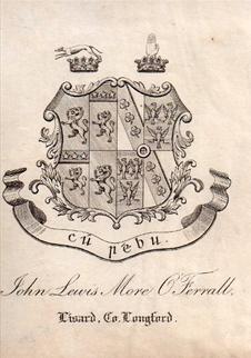 A framed 19th century irish armorial bookplate for More O'Ferrall