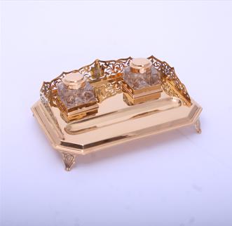 Victorian silver gilt inkstand