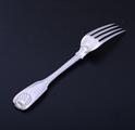 A Victorian sterling silver fiddle, thread and shell table fork