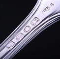 A Victorian sterling silver fiddle, thread and shell table fork