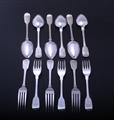 PROVINCIAL: Victorian fiddle pattern silver dessert service for 6 people