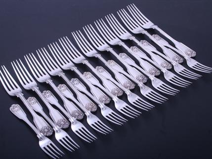 Collection of Victorian fiddle, thread and husk pattern sterling silver forks