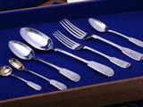 A good canteen of matched fiddle pattern sterling silver flatware for 18 people