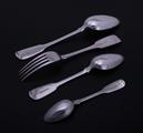 Collection of William IV sterling silver fiddle pattern flatware