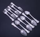 Six George IV Queen's pattern dessert spoons and six dessert forks