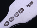 A matched set of six Victorian sterling silver fiddle pattern table forks