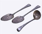 A pretty cased set of antique silver gilt 