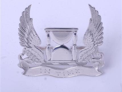 Victorian sterling silver armorial place card or menu holder