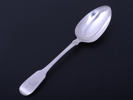 A George IV sterling silver fiddle pattern table spoon