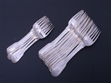A collection of Regency fiddle pattern sterling silver forks