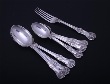 Collection of Victorian Queen's pattern sterling silver flatware