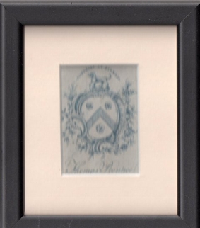 A framed 18th century armorial bookplate