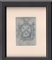 A framed 18th century armorial bookplate