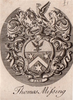 An 18th framed armorial bookplate