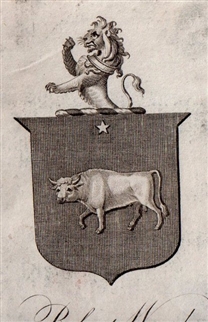 An 18th century framed armorial bookplate