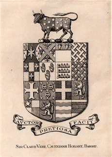 An early 20th century framed crest bookplate