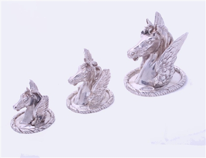 Fine set of three Victorian sterling silver Armorial finials for the TOLLEMACHE family