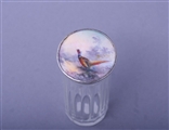 JAMES STINTON: Fine sterling silver and enamel dressing table set