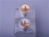 JAMES STINTON: Fine sterling silver and enamel dressing table set