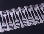 Collection of eighteen Edwardian sterling silver King's Husk pattern table forks