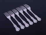 Set of six Victorian sterling silver Queen's pattern dessert forks