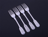 Set of four Victorian fiddle pattern sterling silver forks