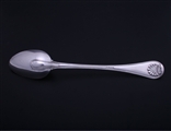 PAUL STORR: A fine Regency Military thread and shell sterling silver sifter spoon