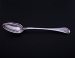 PAUL STORR: A fine Regency Military thread and shell sterling silver sifter spoon