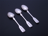 Set of three sterling silver fiddle pattern teaspoons