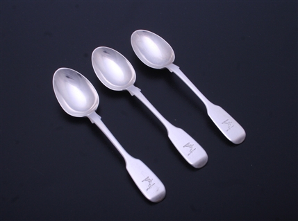 Set of three sterling silver fiddle pattern teaspoons