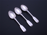 Set of three sterling silver fiddle pattern teaspoons