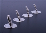 A charming set of four sterling silver armorial menu or card holders