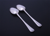 WORTH FAMILY: A matched pair of sterling silver Old English with thread pattern table spoons