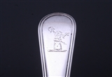 WORTH FAMILY: A George III Old English with thread pattern sterling silver sauce ladle