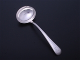 WORTH FAMILY: A George III Old English with thread pattern sterling silver sauce ladle