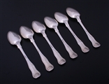 A set of six George IV Hourglass pattern sterling silver teaspoons