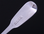 A set of six Irish William IV sterling silver fiddle pattern dessert spoons