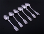 A set of six Irish William IV sterling silver fiddle pattern dessert spoons