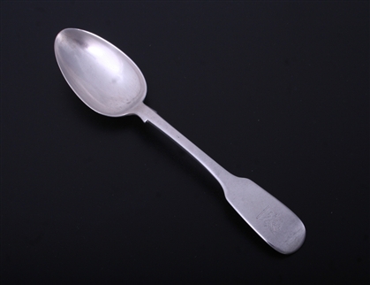 A William IV sterling silver fiddle pattern dessert spoon