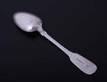 A William IV sterling silver fiddle pattern dessert spoon