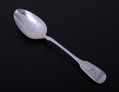 A Victorian Scottish sterling silver fiddle pattern table spoon